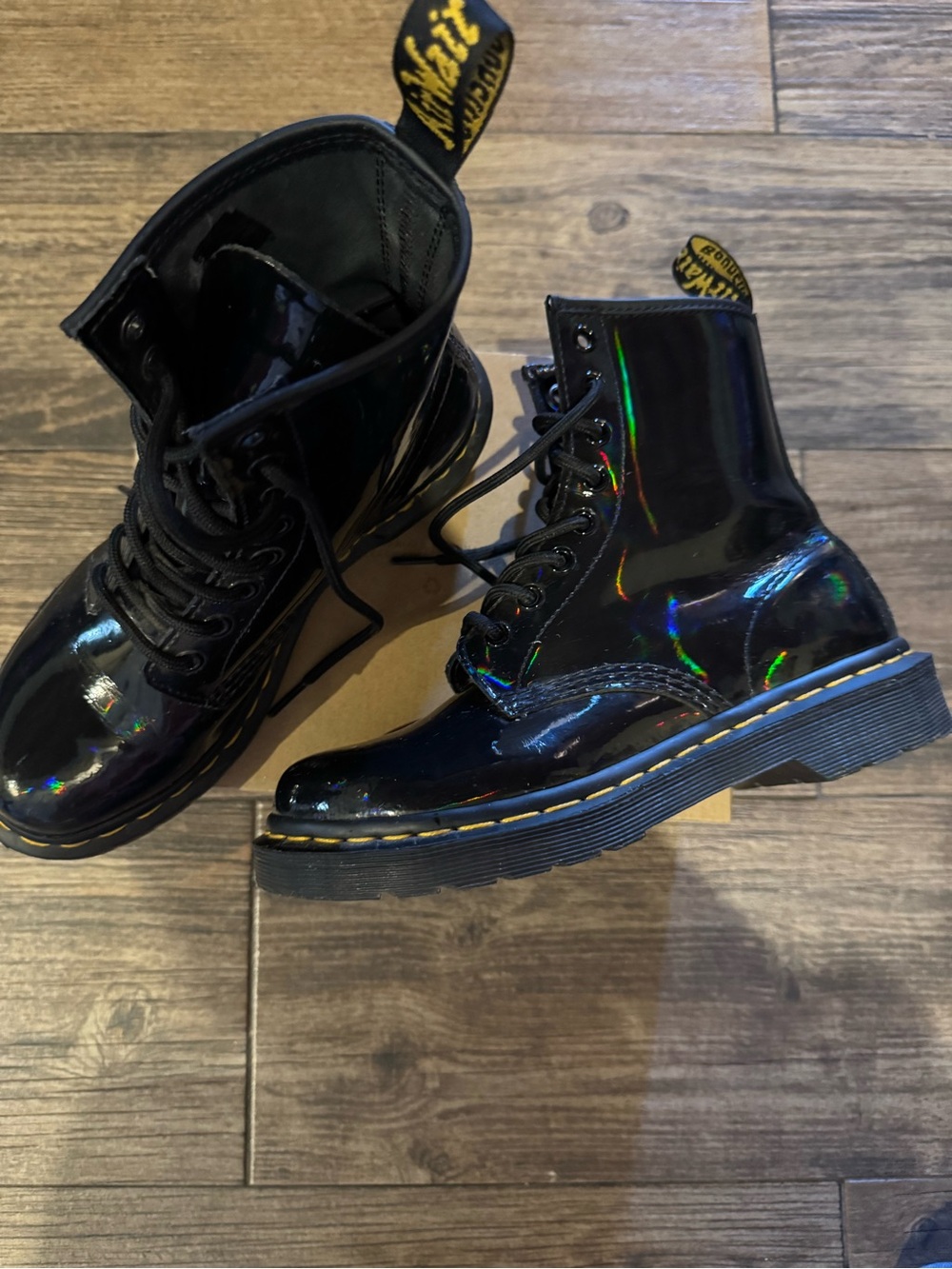 Dr. Martens Women's Black Holographic Lace-Up Boots